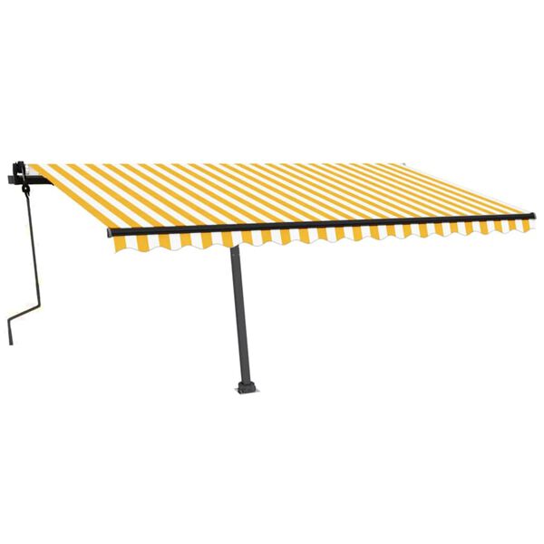 vidaXL Prostostoječa ročno zložljiva tenda 450x300 cm rumena/bela