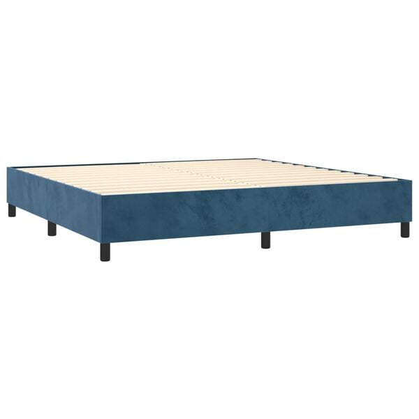 vidaXL Box spring postelja z vzmetnico temno moder 90x190 cm žamet