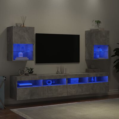 vidaXL TV omarica z LED lučkami 2 kosa betonsko siva 40,5x30x60 cm