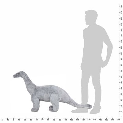 vidaXL Stoječa plišasta igrača dinozaver brahiozaver siv XXL