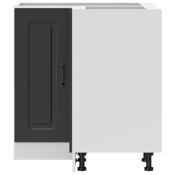 vidaXL Kuhinjska kotna osnovna omarica Kalmar črna inženirski les