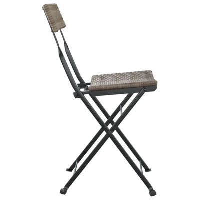 vidaXL Zložljivi bistro stoli 2 kosa siv poli ratan in jeklo