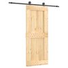 vidaXL Drsna vrata Naravna in črna 85 x 210 cm Masiven borov les