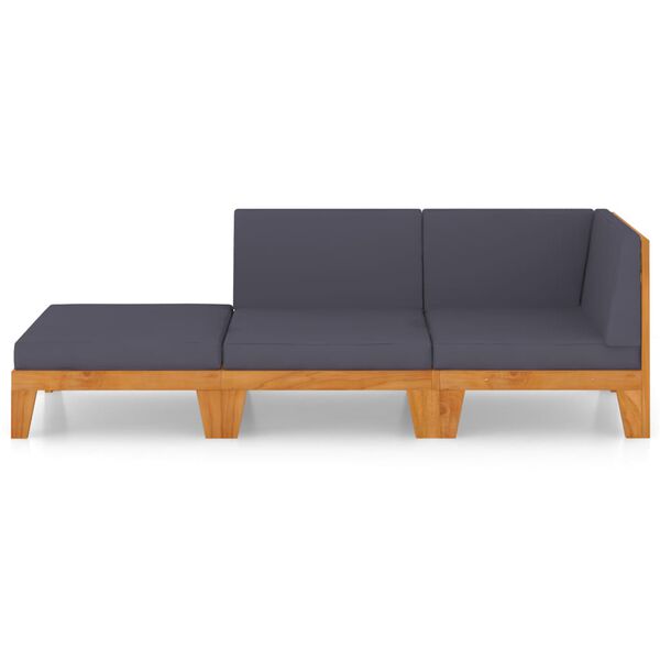 vidaXL Vrtna sedežna garnitura 3-delna z blazinami trden akacijev les