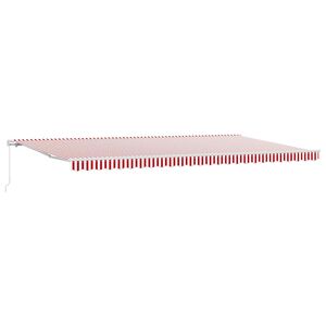vidaXL Retraktilna tenda Rdeča in bela 600 &times; 350 cm