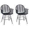 vidaXL Jedilni stol 2 pcs Ratan in železo Črna 57 x 55 x 85 cm