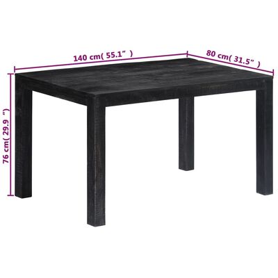 vidaXL Jedilna miza trden mangov les 140x80x76 cm črna