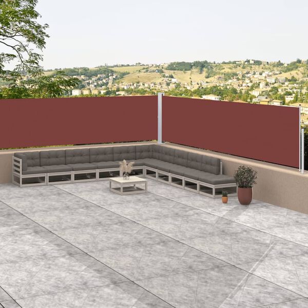 vidaXL Zložljiva stranska tenda rjava 100x1000 cm