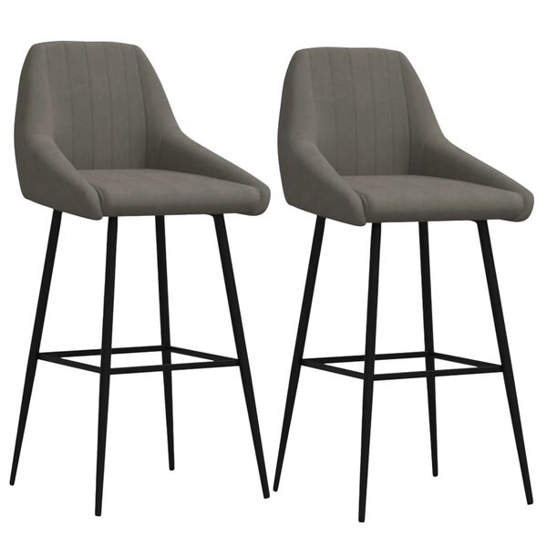vidaXL Barski stolčki 2 kosa temno siv žamet