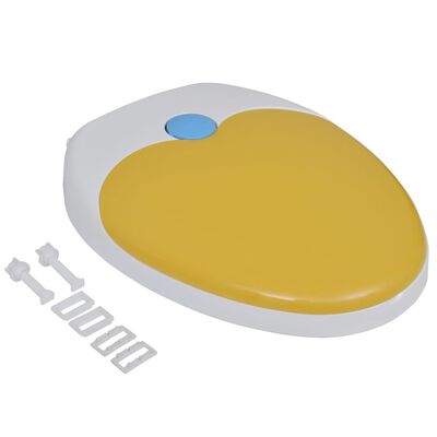 vidaXL WC deska s počasnim zapiranjem bela in rumena za odrasle/otroke