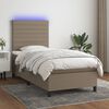 vidaXL Box spring postelja z vzmetnico LED taupe 100x200 cm blago