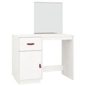 vidaXL Toaletna mizica bela 95x50x134 cm trdna borovina