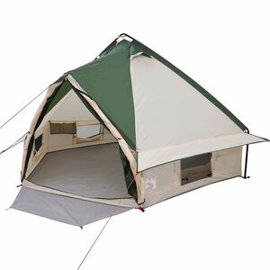 vidaXL Teepee &scaron;otor za 4 osebe Zelena in Siva 388 x 320 x 169 cm