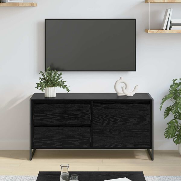 vidaXL TV omarica Črna Orehovina 100 x 36 x 49.5 cm Konstruiran les