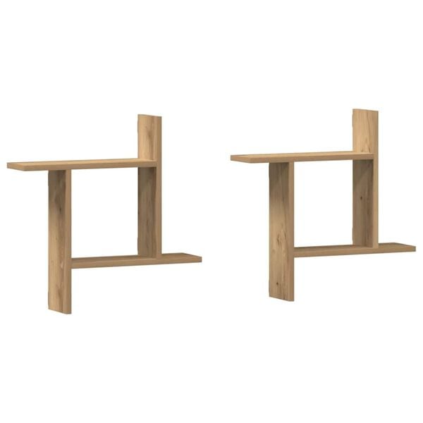 vidaXL Stenske police 2 kosa artisian hrast 50x12x50 cm inženirski les