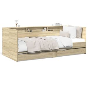 vidaXL Dnevna postelja s predali brez vzmetnice sonoma hrast 100x200cm