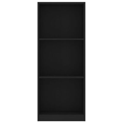 vidaXL Knjižna omara 3-nadstropna črna 40x24x108 cm iverna plošča