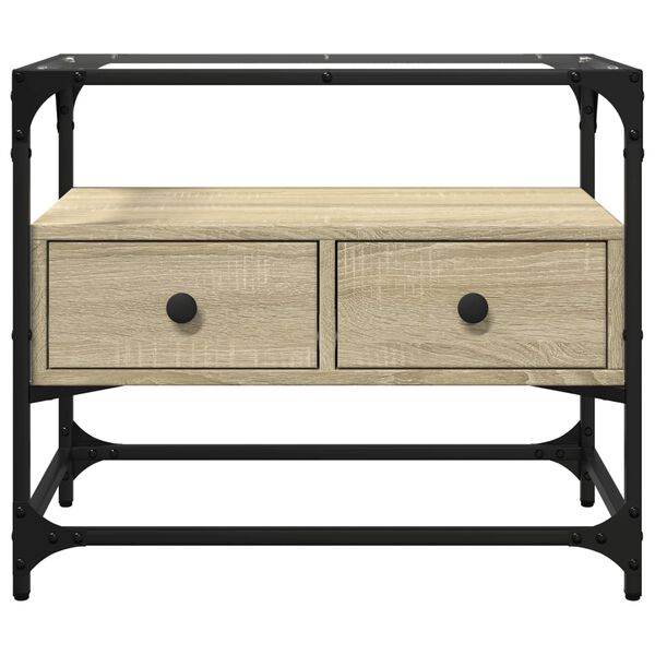 vidaXL TV omarica s stekleno plo&scaron;čo sonoma hrast 60x35x51 cm inž. les