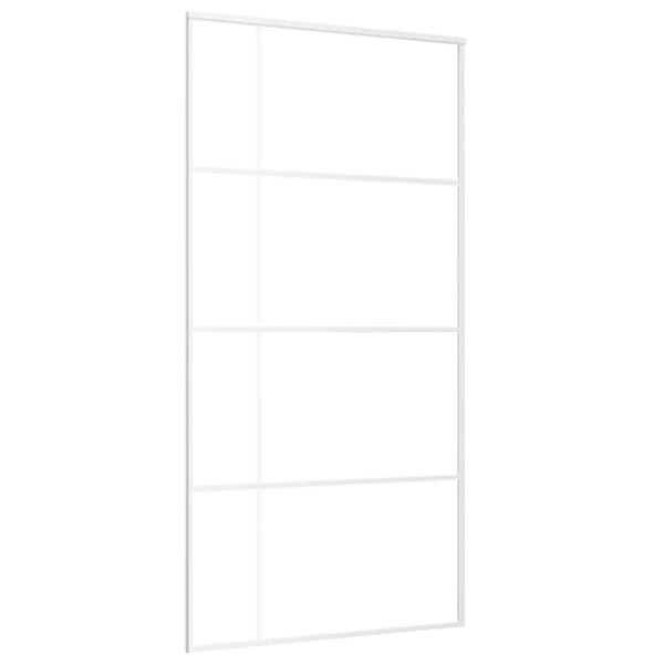 vidaXL Drsna vrata mlečno ESG steklo in aluminij 102,5x205 cm bela