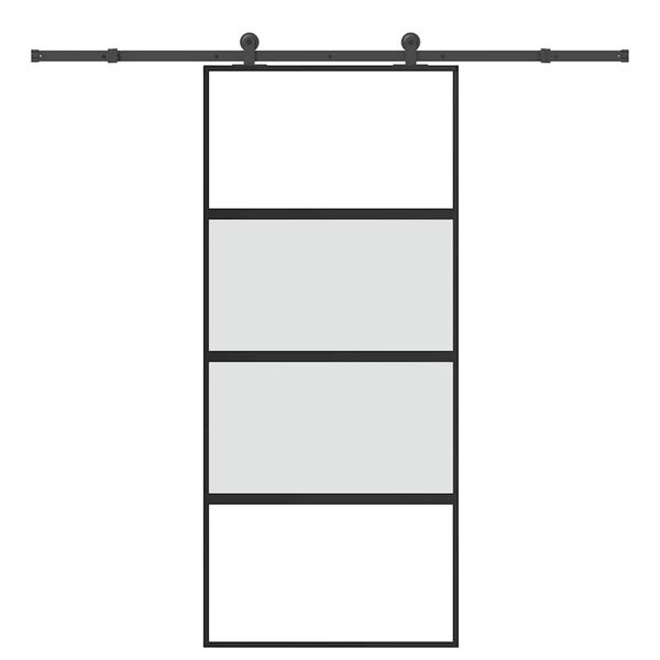 vidaXL Drsna vrata z opremo 90x205 cm kaljeno steklo in aluminij