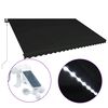 vidaXL Zložljiva tenda s senzorjem za veter LED 500x300 cm antracitna