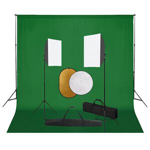 vidaXL Foto studijski komplet s softboxi, ozadjem in odbojnikom
