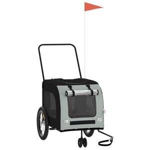 vidaXL Kolesarska prikolica za hi&scaron;ne ljubljenčke črna in siva