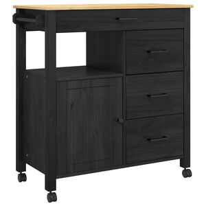 vidaXL Kuhinjski voziček MONZA Črna 84 x 40 x 88,5 cm