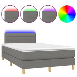 vidaXL Box spring postelja z vzmetnico LED temno siva 120x190 cm blago