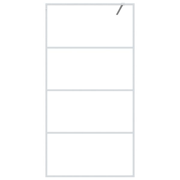 vidaXL Pregrada za tu&scaron; bela 100x195 cm prozorno ESG steklo