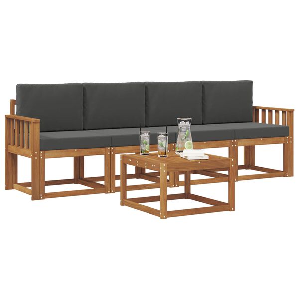 vidaXL Zunanja garnitura za sedenje 5 pcs Naravna in antracitna