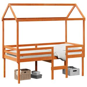vidaXL Visoka postelja s streho vo&scaron;čeno rjava 90x190 cm trdna borovina