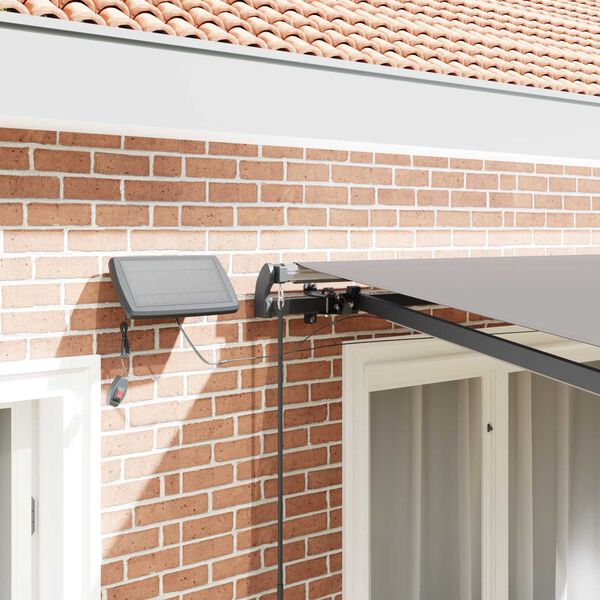 vidaXL Retraktilna tenda z LED lučmi Svetlo siva 350 x 250 cm blago