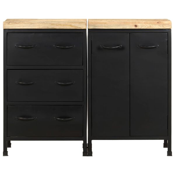 vidaXL Komoda s 3 predali in 2 vrati robusten mangov les