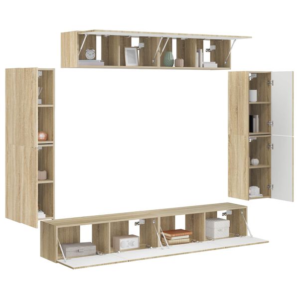 vidaXL TV omarica 8 pcs Sonoma hrast