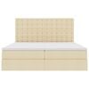 vidaXL Postelja z LED lučmi z vzglavjem Krema 180 x 200 cm blago
