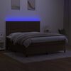 vidaXL Box spring postelja z vzmetnico LED temno rjava 160x200cm blago