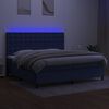 vidaXL Box spring postelja z vzmetnico LED modra 200x200 cm blago