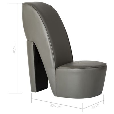 vidaXL Stol v obliki visoke pete sivo umetno usnje