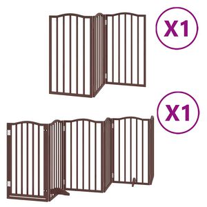 vidaXL Ograda za pse z vrati zložljiva 9 panelov rjava 450 cm les