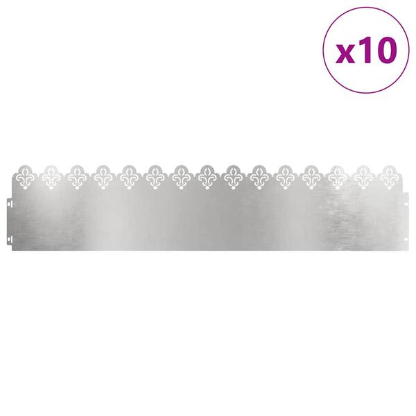 vidaXL Robniki za trato 10 pcs srebrna 103 x 0,05 x 22 cm