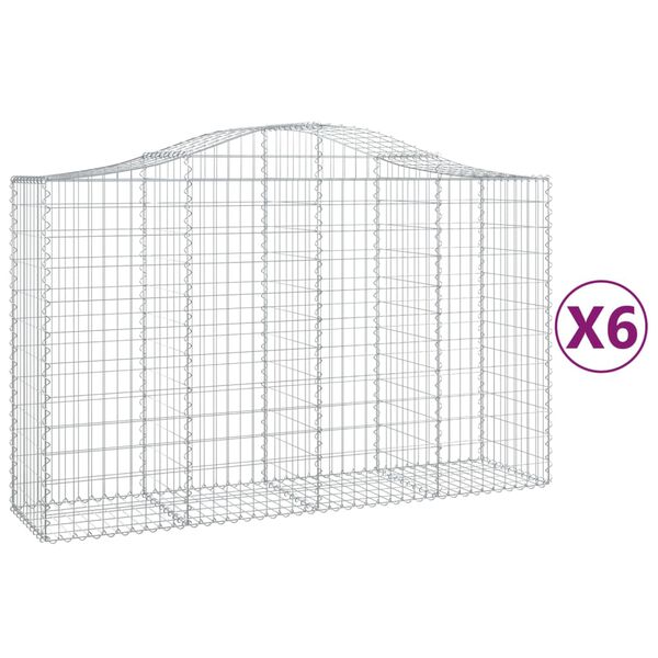 vidaXL Obokane gabion košare 6 kosov 200x50x120/140cm pocinkano železo