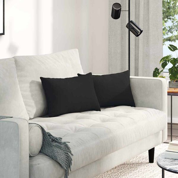 vidaXL Blazine za kavč 2 pcs Črna 50 x 30 cm blago