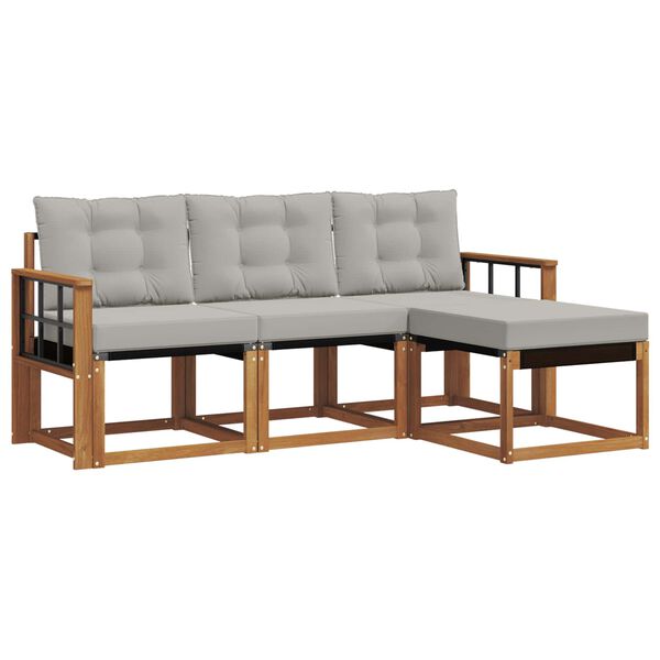 vidaXL Zunanja garnitura za sedenje 4 pcs Naravna in svetlo siva