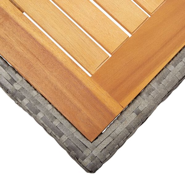 vidaXL Vrtna miza siva 190x90x75 cm poli ratan in akacijev les