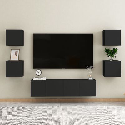vidaXL Stenske TV omarice 4 kosi črne 30,5x30x30 cm