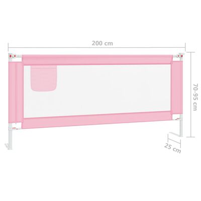 vidaXL Posteljno varovalo za malčke roza 200x25 cm blago
