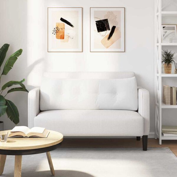 vidaXL Poglavni vzglavnik Bela 140 x 24 x 50 cm blago