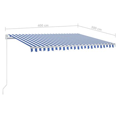 vidaXL Avtomatsko zložljiva tenda s stebrički 4x3 m modra in bela