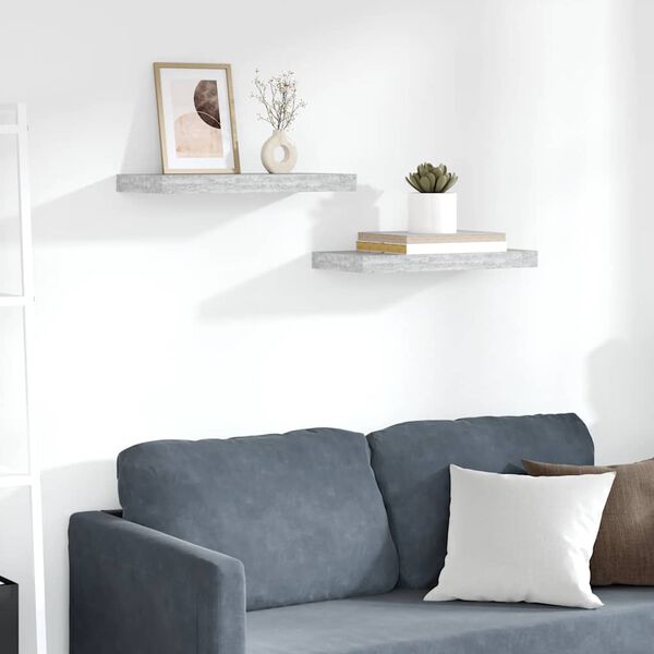 vidaXL Stenske police 2 kosa betonsko sive 50x23x3,8 cm MDF